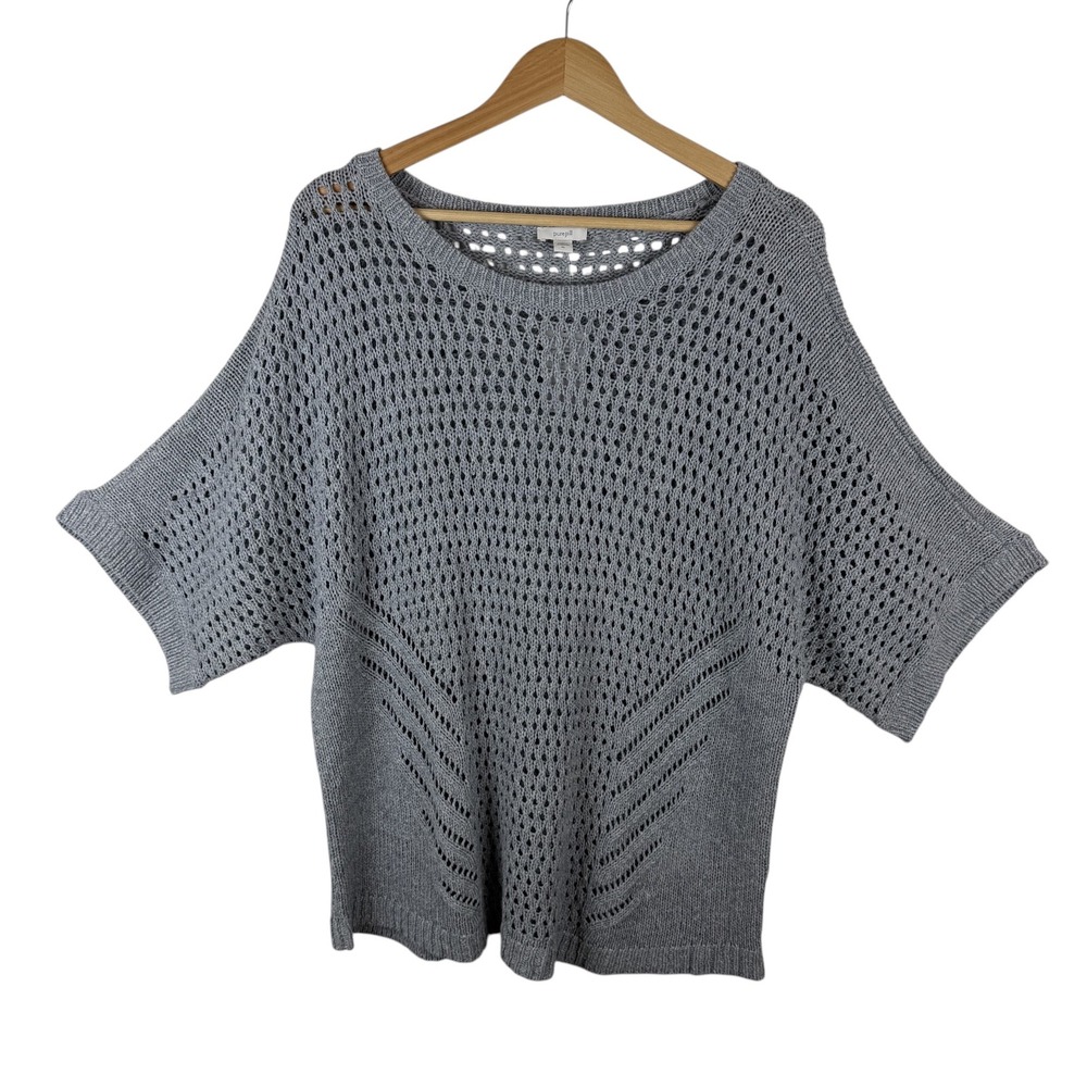 NWT J Jill Pure Jill Pointelle Open Knit Sweater XL Beachy Coastal Minimalist